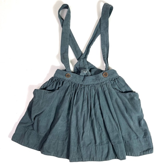 Bonton Kids Corduroy Skirt with Braces Blue Size 6 - Picture 2 of 7